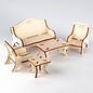 Houten woonkamer. Wooden Doll House Furniture Set