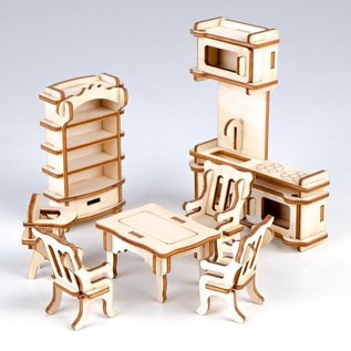 Houten Kitchen. Wooden Doll House Furniture Set