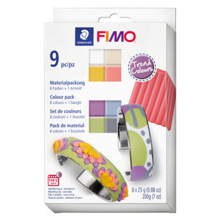 Fimo soft Trend Kleuren set - 8 halve blokken + armband