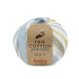 Katia FAIR COTTON MARINER 201 Hemelsblauw-Bleekbruin-Citroengeel-Wit bad 50916