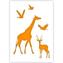 A5 sjabloon Afrikaanse Dieren Formaat Kunststof - Giraffe is 7,3cm breed