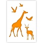 QBIX A5 sjabloon Afrikaanse Dieren Formaat Kunststof - Giraffe is 7,3cm breed