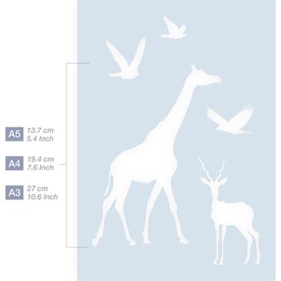A5 sjabloon Afrikaanse Dieren Formaat Kunststof - Giraffe is 7,3cm breed