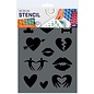 Valentijn sjabloon - I Love, Liefde, Kus, Lippen, Hartje - Kunststof A4 stencil - Kindvriendelijk sjabloon geschikt voor schilderen, muren, meubilair, taarten en andere doeleinden