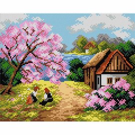 Orchidea voorgdrukte canvas Spring Hut 24x30cm