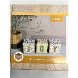 Set van 3 houten kubussen 8x8x8cm