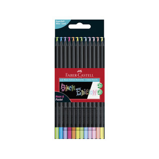 Faber-Castell Kleurpotlood Faber-Castell Black Edition 12 stuks neon+pastel in karton etui