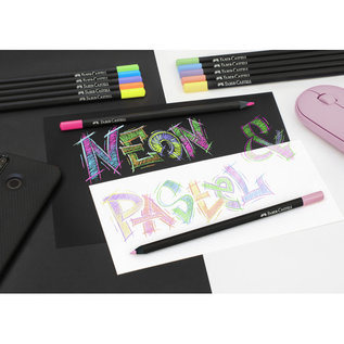 Faber-Castell Kleurpotlood Faber-Castell Black Edition 12 stuks neon+pastel in karton etui