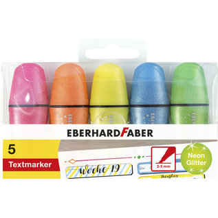 Markeerstift Eberhard Faber mini glitter neon etui 5 stuks