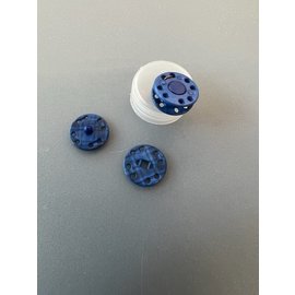 Drukknoop rond 15mm geruit C-24 blauw per stuk