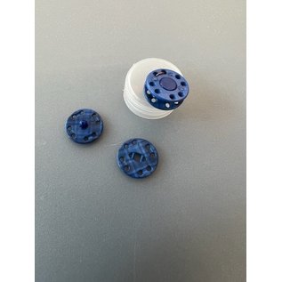 Drukknoop rond 15mm geruit C-24 blauw per stuk