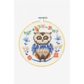 Kruissteek pakket "Uil" met borduurring 18cm
