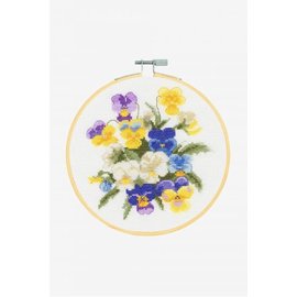 Kruissteek pakket "Viooltjes" met borduurring 18cm
