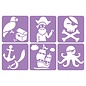 6 Piraten stencils in onbreekbaar plastic - 14 x 14 cm