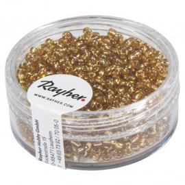 Rocailles, 2 mm ø, met zilverkern goud