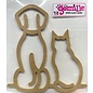 Houten silhouette kat en hond