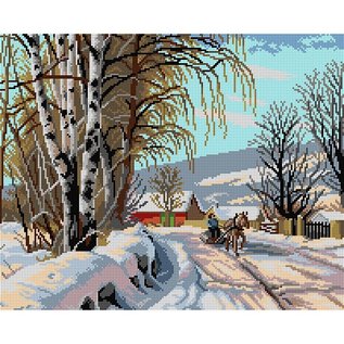 Bedrukte borduurdoek "Sneeuwlandschap" 40x50cm