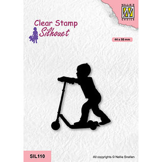 Nellie's Choice Clear Stamps silhouette "boy with scooter" 44x50mm