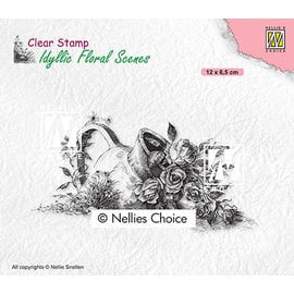 Nellie's Choice Clear Stamps Idyllic Floral Scenes "Vase with roses" 120x65mm