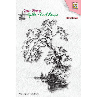 Nellie's Choice Clear Stamps Idyllic Floral Scenes "tree on waterside" 95x130mm