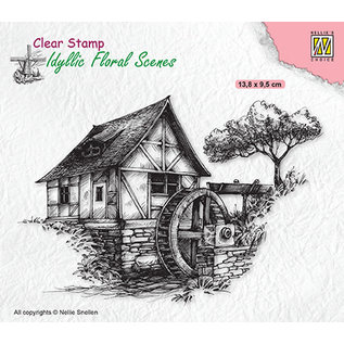 Nellie's Choice Clear Stamps Idyllic Floral Scenes "Water-mill" 138x95mm
