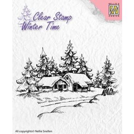 Nellie's Choice Clear Stamps Winter Time "Wintery house" 85 x 65 mm