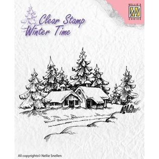 Nellie's Choice Clear Stamps Winter Time "Wintery house" 85 x 65 mm