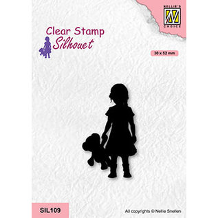 Nellie's Choice Clear Stamps silhouette "girl with bear" 30x52mm