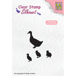 Nellie's Choice Silhouet clear stamps "Duck with chicks" 53x59mm