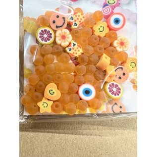 Katsuki Smileys & glaskralen oranje 64 st