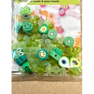 Katsuki Smileys & glaskralen groen 64 st