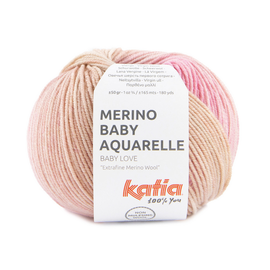 Katia MERINO BABY AQUARELLE 357 Beige-Licht hemelsblauw-Roze bad 54682