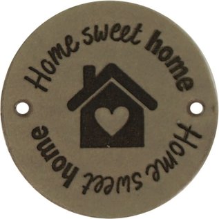 Leren Label Home Sweet Home rond 2st.