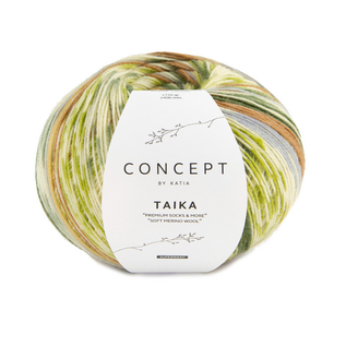 Katia TAIKA SOCKS 100 Groen-Oker-Hemelsblauw bad 54356