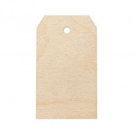 Houten hanger, FSC Mix Credit, 4,8x8,2cm, blanco, naturel, 12 stuks