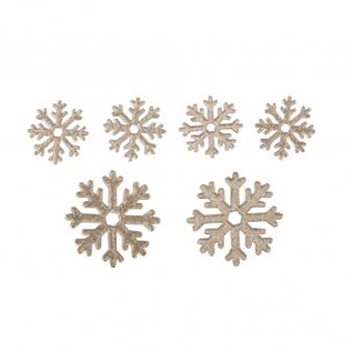 Rayher Miniatuur: Sneeuwvlok, 4 x 3,2cm + 2 x 5,2cm, 6st., kasjmir goud