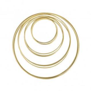 Rayher Metalen dromenvanger ringen gesorteerd, elk 3x10cm, 15cm, 20cm, 25cm, box 12st., goud