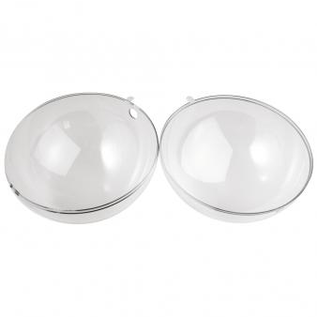 Rayher Plastic bal, 2-dlg., 8cm ø, met 15 mm-gat voor LED-slinger, kristal