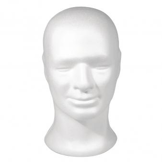 Isomo - Styropor hoofd, mannelijk, 30,5 cm