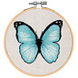 Borduur kit met borduurring Blauwe vlinder