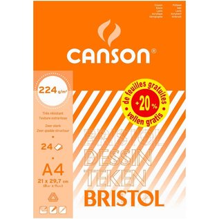 Canson: Tekenblok "Bristol" A4 (210x297mm) 224g, 24 vel - Wit