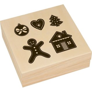 Set van 5 houten stempels kerst