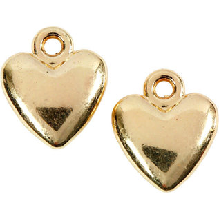 Hartvormige Hanger 13x15 mm Verguld 10 stuks
