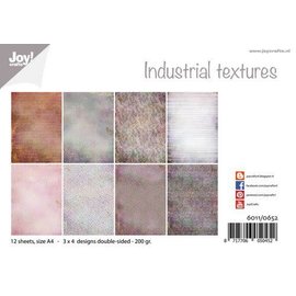 Joy! Crafts Papierset - Design - Industrieel texturen A4 -12 vel - 3x4 designs dubbelzijdig geprint