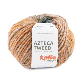 Katia AZTECA TWEED 302 Kauwgom roze-Fel oranje-Groen blauw bad 55110A