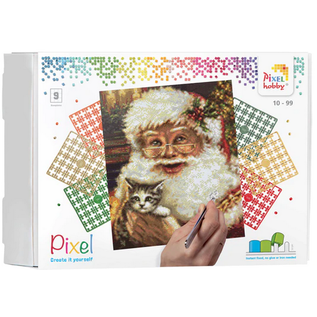 Pixel kit Kerstman met kat | 9 basisplaten