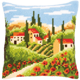 Kruissteekkussen kit Toscaans landschap