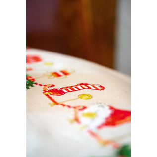 Bedrukt tafelkleed kruisjessteek 80x80cm kerstmotiefjes