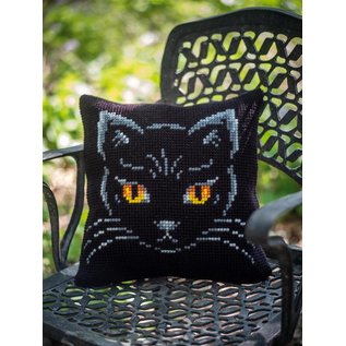Kruissteekkussen kit Zwarte kat