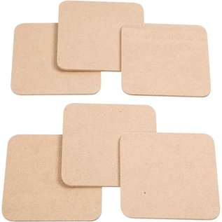 Onderzetter, afm 10x10 cm, dikte 3 mm, 6 stuks, MDF